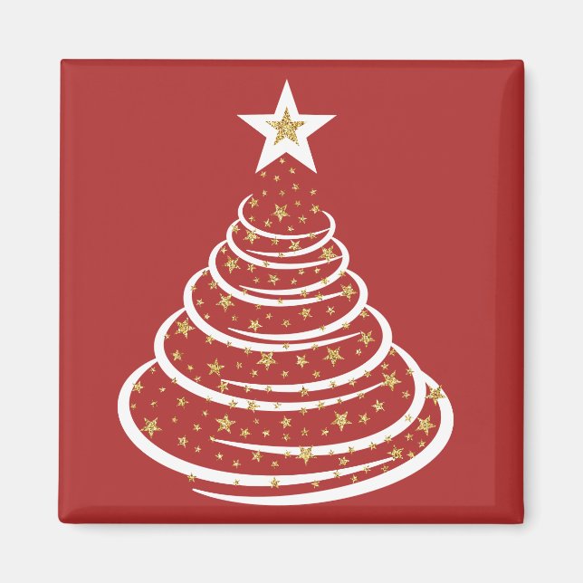 Minimalistiskt Guld Glitter Julgranar Magnet (Framsidan)