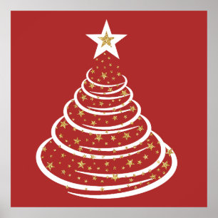 Minimalistiskt Guld Glitter Julgranar Poster