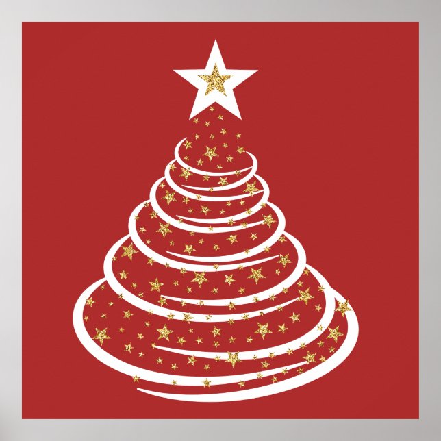 Minimalistiskt Guld Glitter Julgranar Poster (Framsidan)