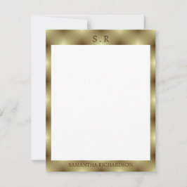 Minimalistiskt Guld Gräns Monogram Anteckningskort