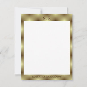 Minimalistiskt Guld Gräns Monogram Anteckningskort