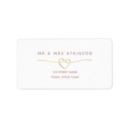 Minimalistiskt Guld Heart Bröllop Adress Adressetikett