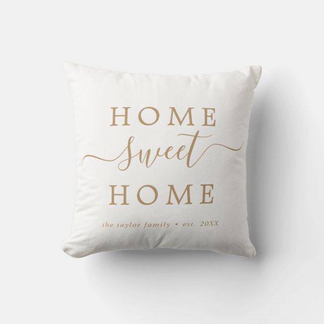 Minimalistiskt Guld Home Sweet Home Houseuppvärmni Kudde (Framsida)