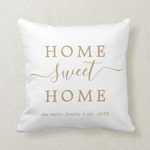 Minimalistiskt Guld Home Sweet Home Houseuppvärmni Kudde