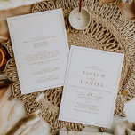 Minimalistiskt Guld i ett Bröllop Inbjudningar<br><div class="desc">Detta minimalistiska guld i en bröllopsinbjudan är perfekt för ett enkelt bröllop. Den moderna romantiska designen har klassisk guld och vit typografi parad med en rografi av rustik men elegant med vintage hand-bokstäver i stil. Anpassade i alla färg. Behålla designen enkel och elegant, som den är, eller anpassa den genom...</div>