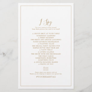 Minimalistiskt Guld I Spy Bröllop Scavenger Hunt G Flygblad