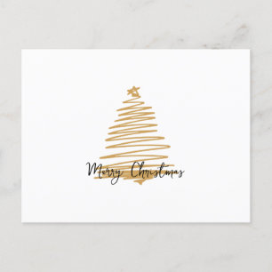 Minimalistiskt Guld Julgran God jul Vykort