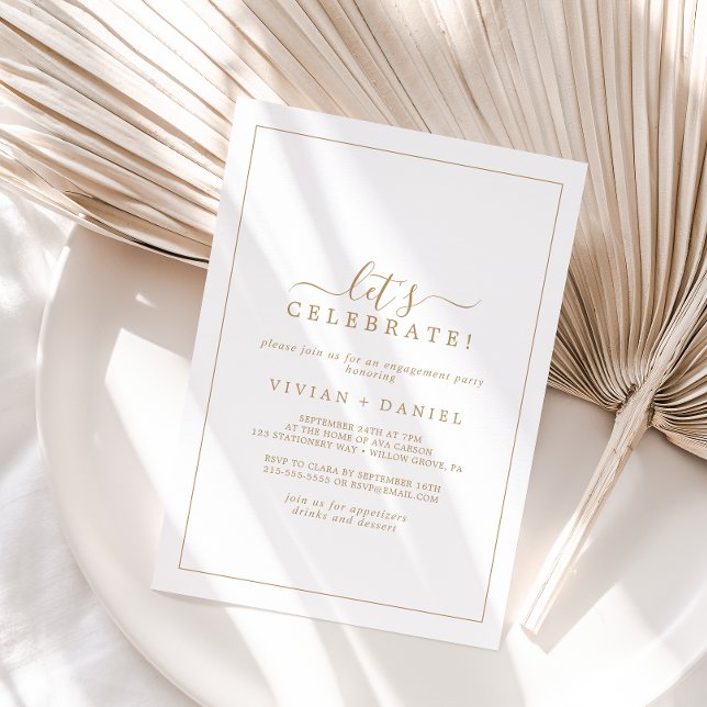 Minimalistiskt Guld Låt oss Celebrate Inbjudningar (Skapare uppladdad)