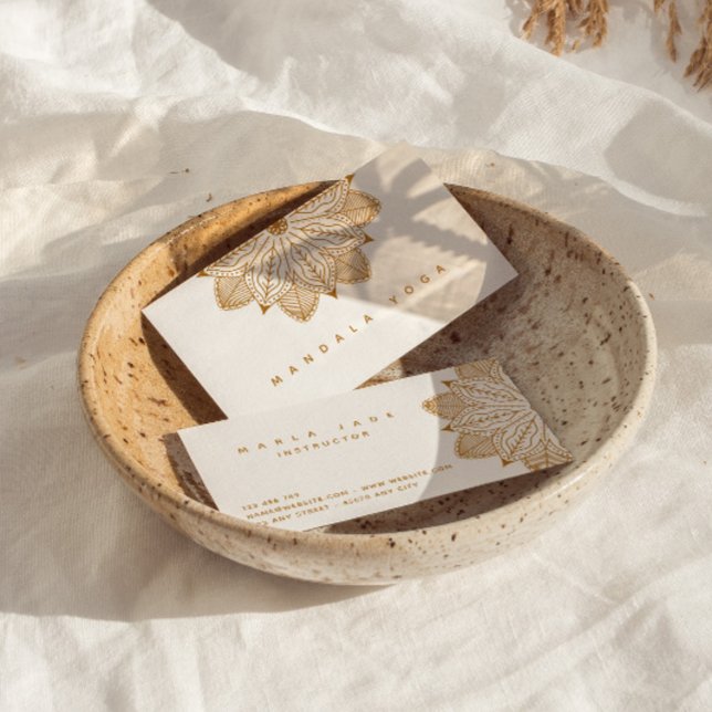 Minimalistiskt Guld Mandala-Affärskort Visitkort (Skapare uppladdad)