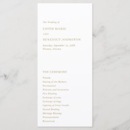 Minimalistiskt Guld Modern Bröllop Program