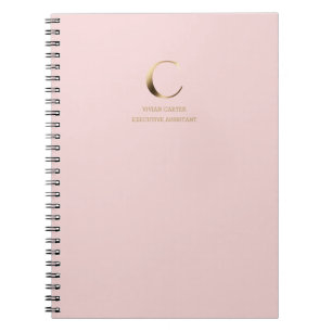 Minimalistiskt Guld Monogram   Rosa Anteckningsbok