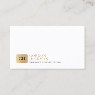 Minimalistiskt guld och svartvit sikmonogram visitkort