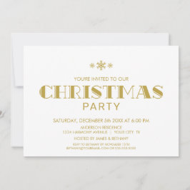 Minimalistiskt Guld och vit jul Party Inbjudningar