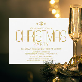 Minimalistiskt Guld och vit jul Party Inbjudningar