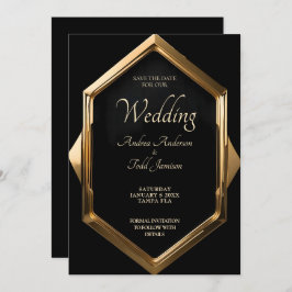 Minimalistiskt guld ram mot svart bakgrund spara datumet