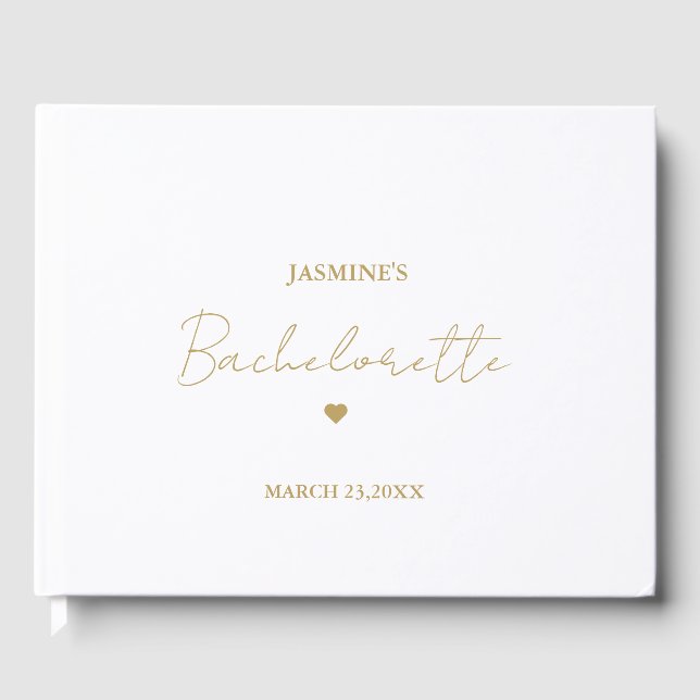 Minimalistiskt Guld Script Bachelorette Party Gästböcker (Framsida)