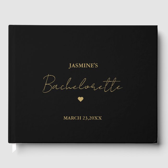 Minimalistiskt Guld Script Bachelorette Party Gästböcker (Framsida)