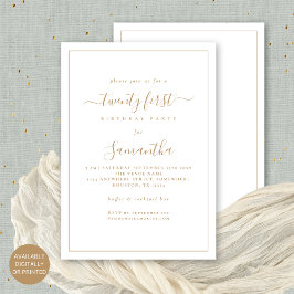 Minimalistiskt Guld Script Gräns 21:a födelsedagen Inbjudningar