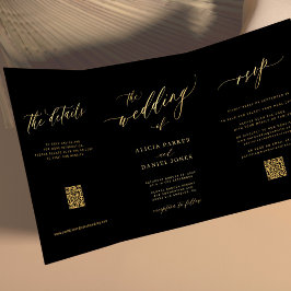 Minimalistiskt guld-skript allt i ett svart bröllo