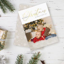 Minimalistiskt Guld-skript, foto God jul Julkort