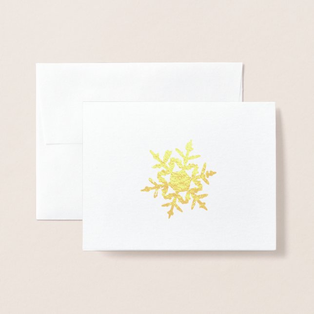 Minimalistiskt Guld-snöflingkort Folierat Kort (Framsida med kuvert)
