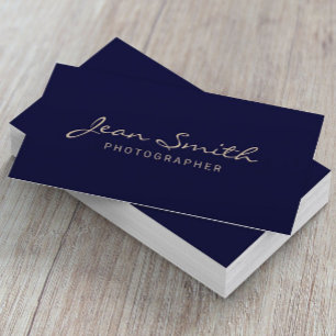Minimalistiskt Guld-typografi, Elegant Navy Blue Visitkort