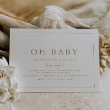 Minimalistiskt Guld Vågrät Oh Baby Baby Shower