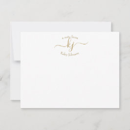 Minimalistiskt Guld White 2 Monogram första anteck Tack Kort