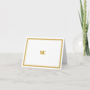 Minimalistiskt Guld White Monogram Gräns-antecknin Inbjudan