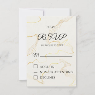 Minimalistiskt guldfolie RSVP-kort   Elegant bröll OSA Kort
