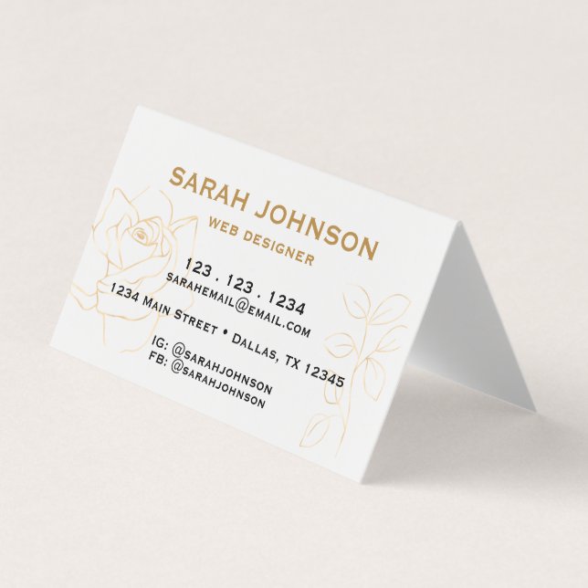 Minimalistiskt gyllene Rose och lämna vikt Visitkort (Framsida)