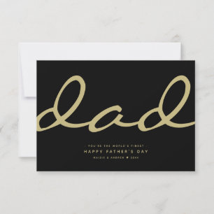 Minimalistiskt hälsningskort för svart och Guld Pa Tack Kort