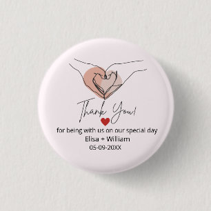 Minimalistiskt Hand Heart Gesture Bröllop Guest Gi Knapp