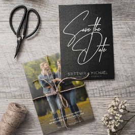 Minimalistiskt hand med slitsat svart spara datumet