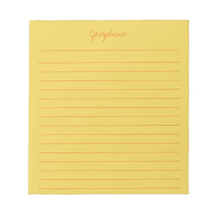 Minimalistiskt handbrev Namn Gult och Orange Anteckningsblock