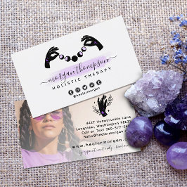 Minimalistiskt Händer & Måne Phase Reiki Personfot Visitkort