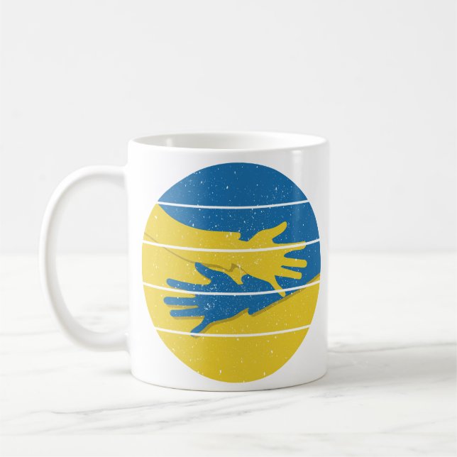 Minimalistiskt Händer Support Ukraina, Spara Ukrai Kaffemugg (Vänster)