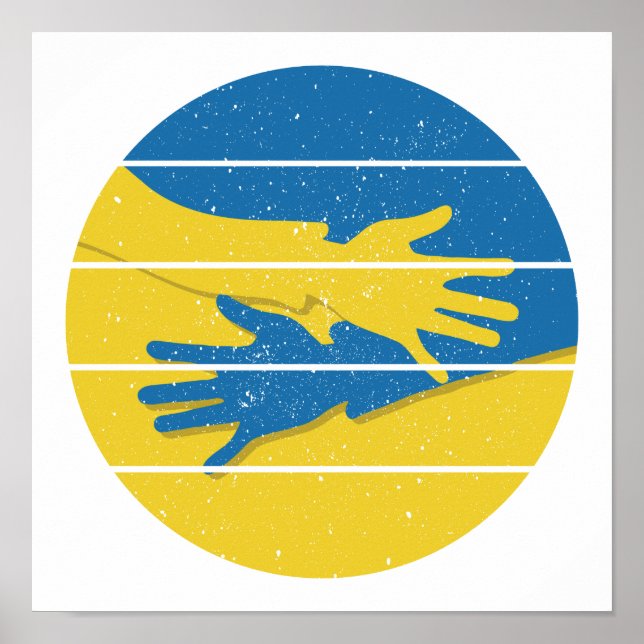 Minimalistiskt Händer Support Ukraina, Spara Ukrai Poster (Framsidan)