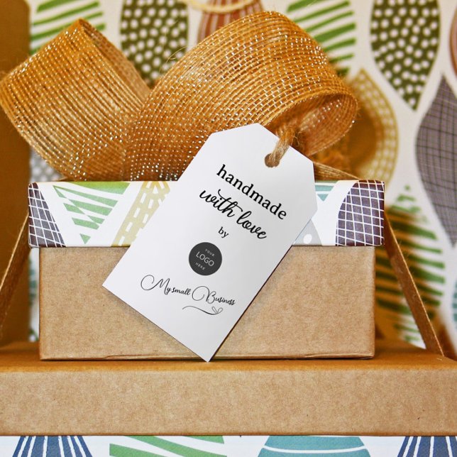 Minimalistiskt Handgjort med Kärlek Tack Presentetikett (Skapare uppladdad)