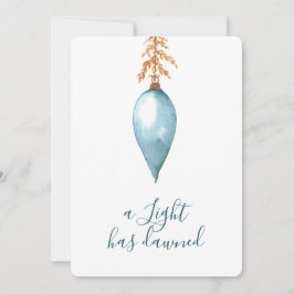 Minimalistiskt handmålat blått vattenfärgsjul - ju julkort