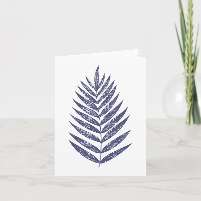 Minimalistiskt, handritat, botaniskt Fern Blue Bla Anteckningskort (Framsida)