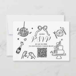 Minimalistiskt Handritat Bröllop RSVP-kort OSA Kort
