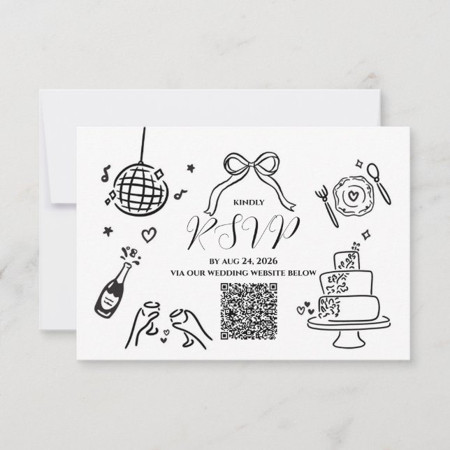 Minimalistiskt Handritat Bröllop RSVP-kort OSA Kort (Framsida)