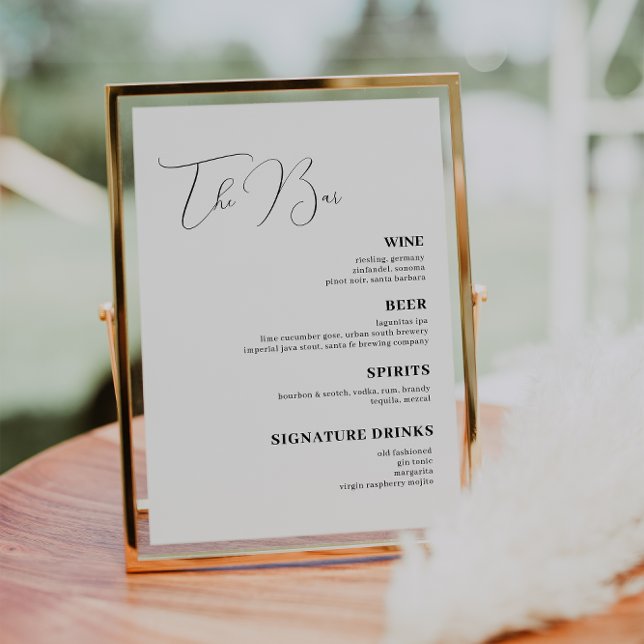 Minimalistiskt handskript Bröllop Drinks Pub Menu Poster (Skapare uppladdad)