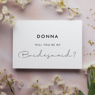 Minimalistiskt, handskrivet Bridesmaid-frieri kort