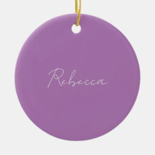 Minimalistiskt handskrivet eget Namn Lavender Julgransprydnad Keramik
