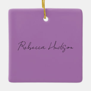 Minimalistiskt handskrivet eget Namn Lavender Julgransprydnad Keramik
