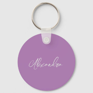 Minimalistiskt handskrivet eget Namn Lavender Nyckelring