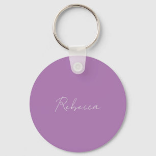 Minimalistiskt handskrivet eget Namn Lavender Nyckelring