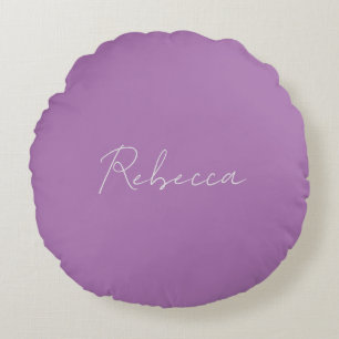 Minimalistiskt handskrivet eget Namn Lavender Rund Kudde